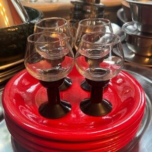 4 BODUM Oktett Black Stem Glasses